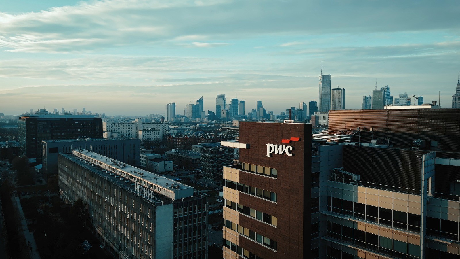 about PwC Warsaw Polna building with logo PwC